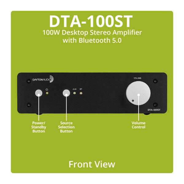 Main product image for Dayton Audio DTA-100ST 100W Desktop Stereo Amplifier with Bluetooth 5.0300-3807